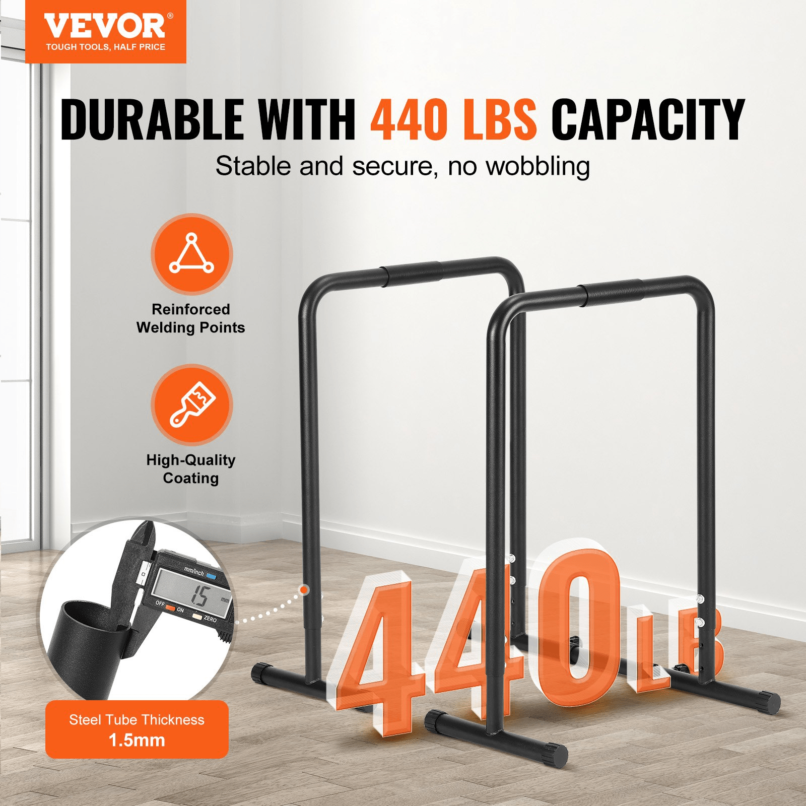 VEVOR Adjustable Dip Bar – Strength Training Station for Home & Gym Workouts - GNS Beauty & Personal Care