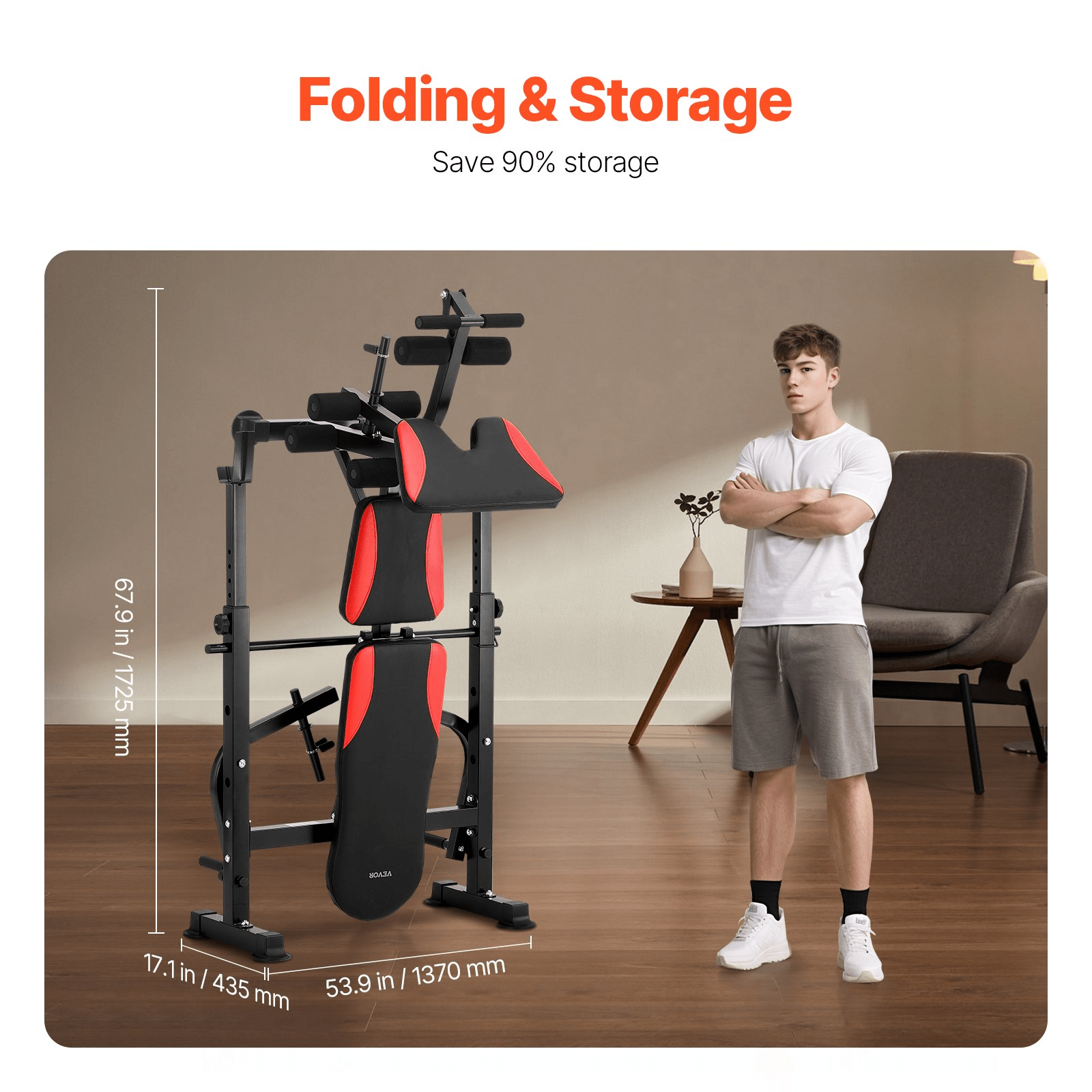VEVOR Adjustable & Foldable Weight Bench - All - in - One Home Gym Sit - Up Bench - GNS Beauty & Personal Care