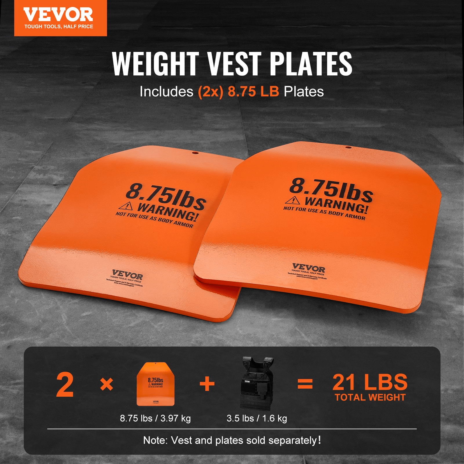 VEVOR Curved Weight Vest Plates - 2x 8.75 LB Plates for Strength Training - GNS Beauty & Personal Care