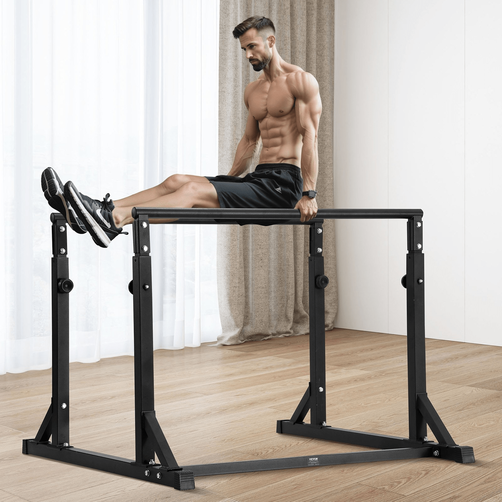 VEVOR Dip Bar, 800 lbs Capacity, Heave Duty Dip Stand Station with Adjustable Height, Fitness Workout Dip Bar Station Stabilizer Parallette Push Up Stand, Parallel Bars for Strength Training Home Gym - GNS Beauty & Personal Care