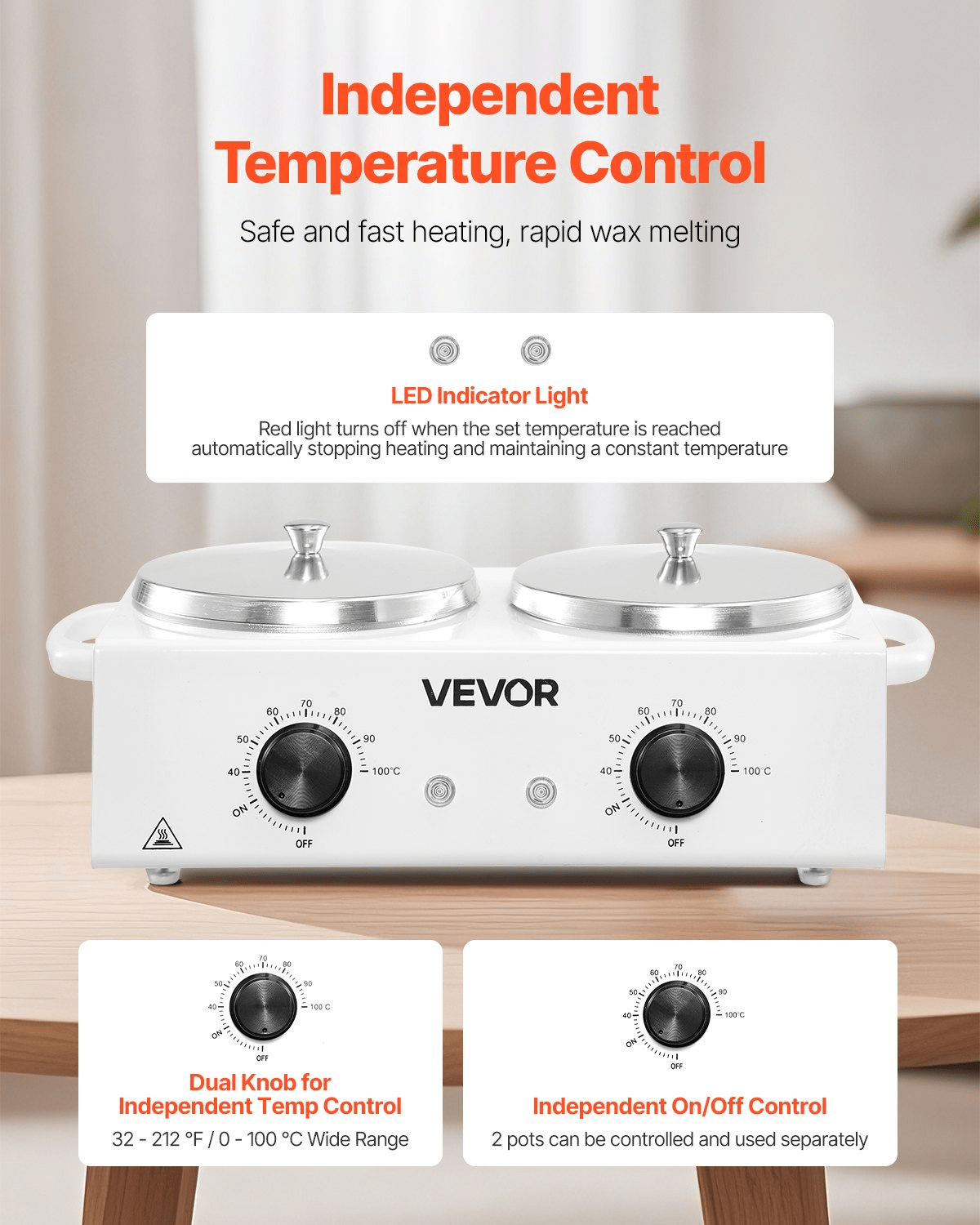 VEVOR Double Wax Warmer 1200ML Professional Dual Wax Heater Pot for Hair Removal - GNS Beauty & Personal Care