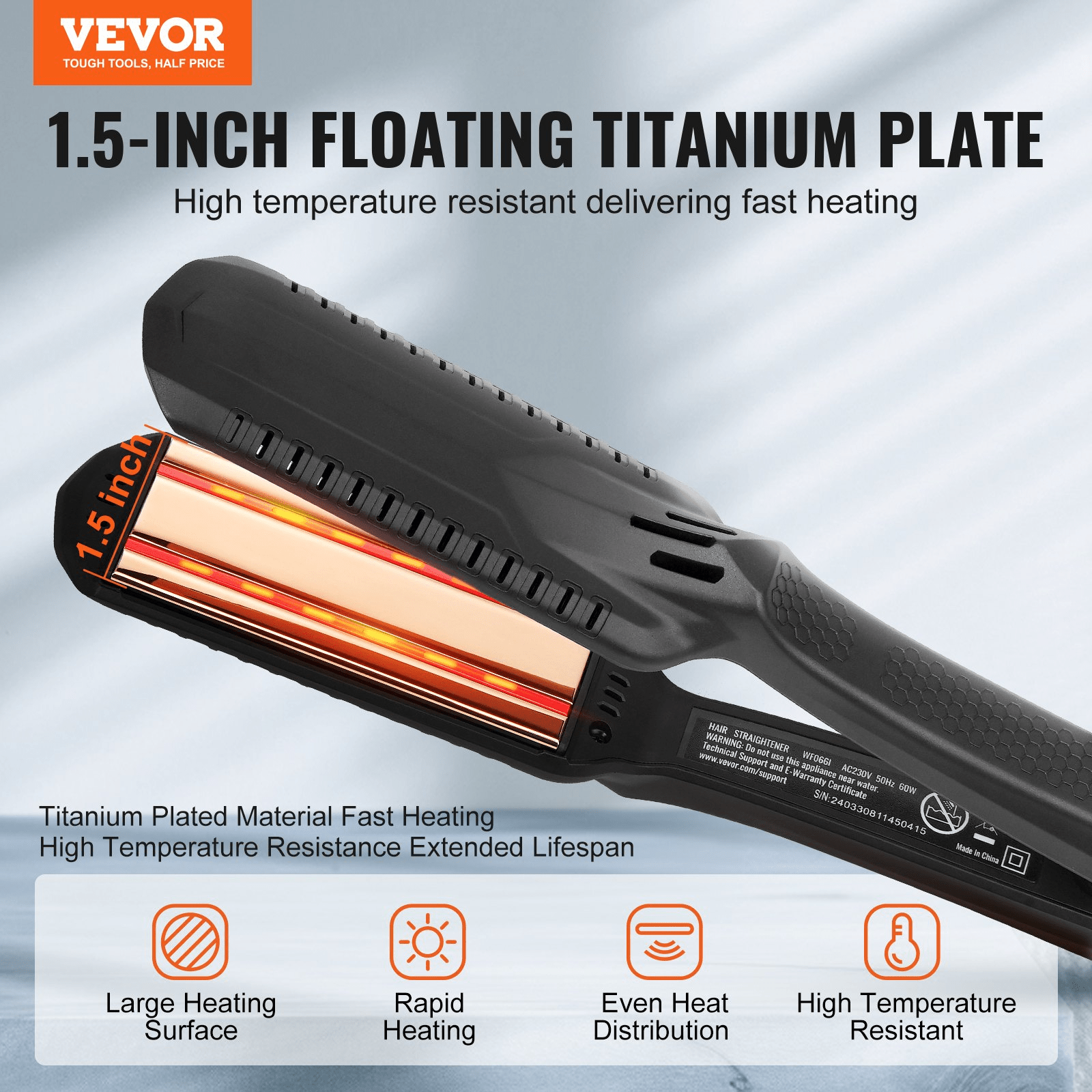 VEVOR Hair Straightener – 1.5 - Inch Titanium Flat Iron with Dual Infrared Technology - GNS Beauty & Personal Care
