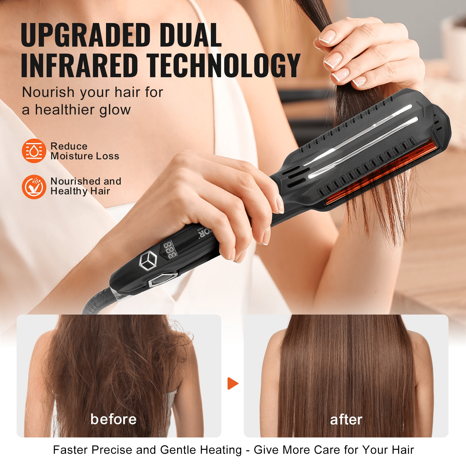 VEVOR Hair Straightener – 1.5 - Inch Titanium Flat Iron with Dual Infrared Technology - GNS Beauty & Personal Care