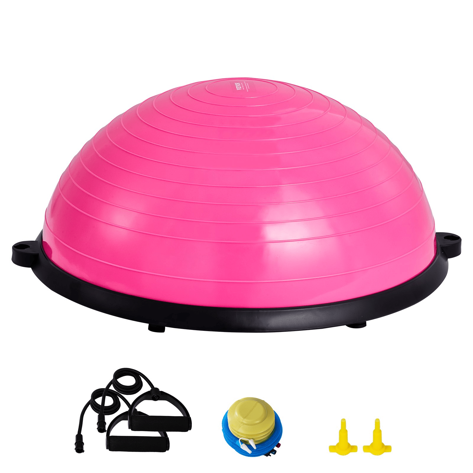 VEVOR Half Exercise Ball Trainer - 23" Balance Ball with Resistance Bands (Pink) - GNS Beauty & Personal Care