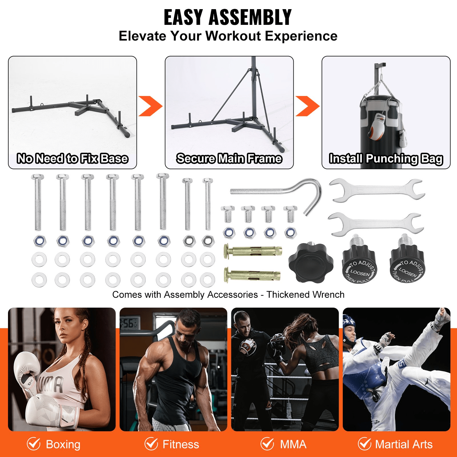 VEVOR Heavy Duty Punching Bag Stand, Adjustable Height, 400 lbs Capacity, Durable Steel for Home Gym - GNS Beauty & Personal Care