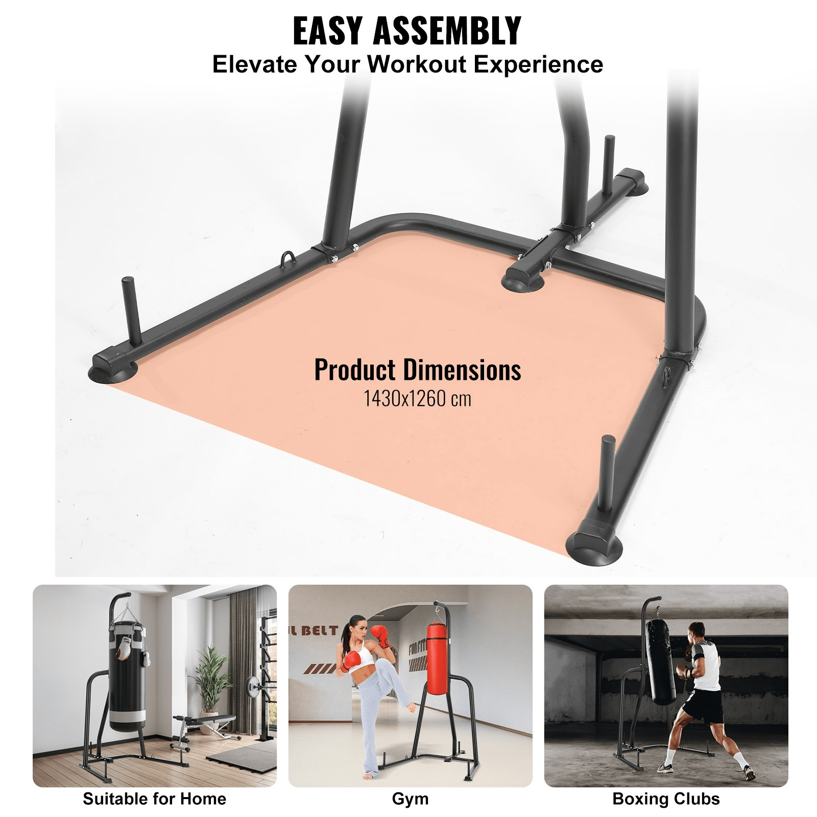 VEVOR Heavy Duty Punching Bag Stand with 400 lb Capacity, Steel Construction for Boxing & Training, Freestanding with Weighted Base, Home Gym Equipment - GNS Beauty & Personal Care
