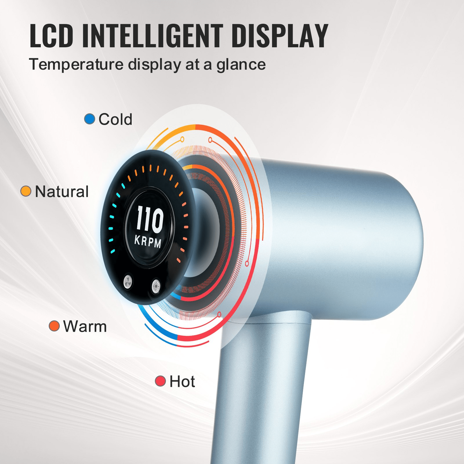 VEVOR High - Speed Hair Dryer with 105,000RPM Brushless Motor, 200 Million Negative Ions Hair Blow Dryer, 4 Temps & 3 Speeds, LCD Display Thermo - Control Hairdryer with Diffuser & Nozzle for Home Travel - GNS Beauty & Personal Care