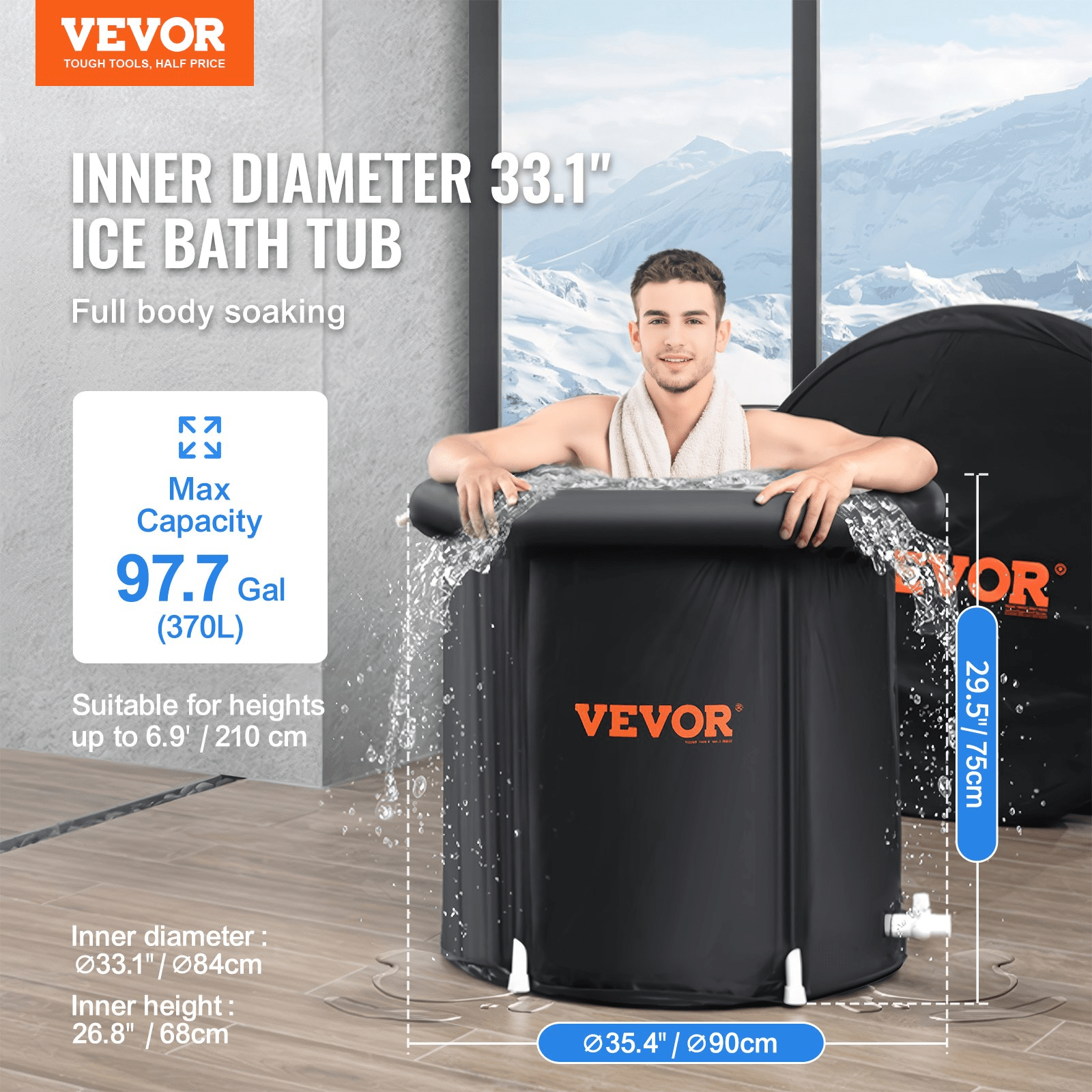VEVOR Ice Bath Tub for Athlete Cold Water Therapy Plunge Tub Inflatable Bathtub - GNS Beauty & Personal Care