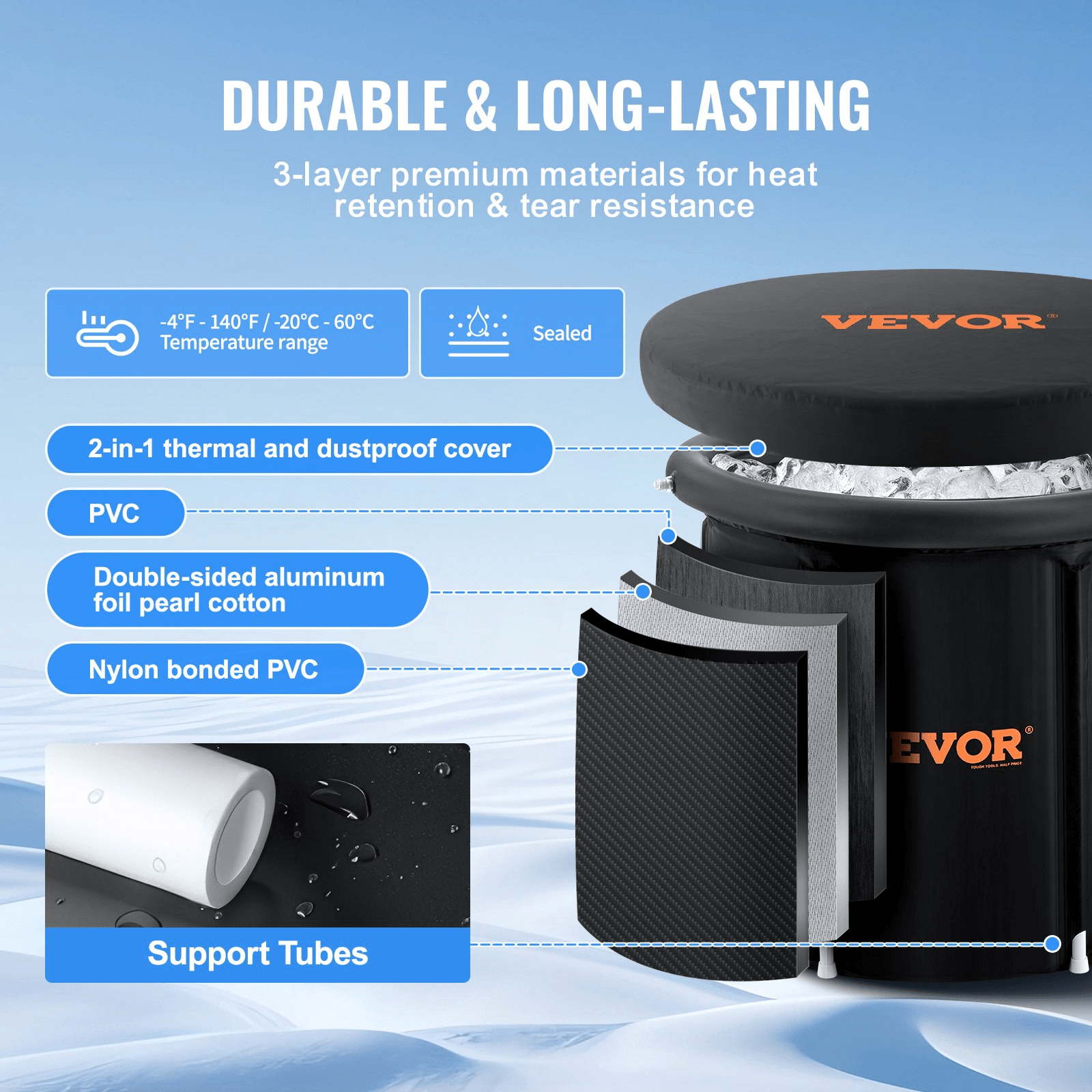 VEVOR Ice Bath Tub for Athlete Cold Water Therapy Plunge Tub Inflatable Bathtub - GNS Beauty & Personal Care