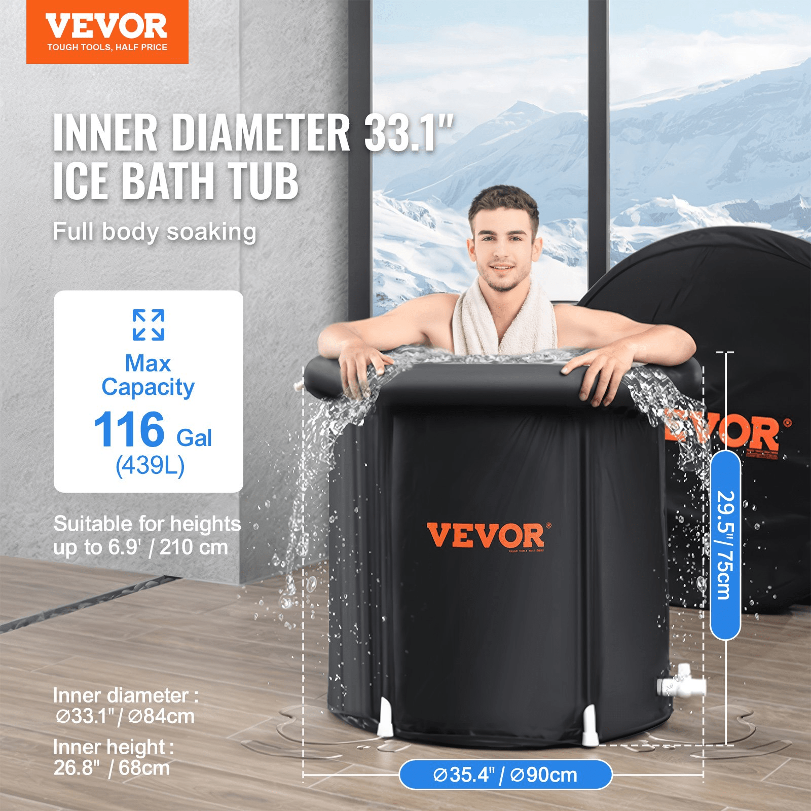 VEVOR Ice Bath Tub for Athlete Cold Water Therapy Plunge Tub Inflatable Bathtub - GNS Beauty & Personal Care