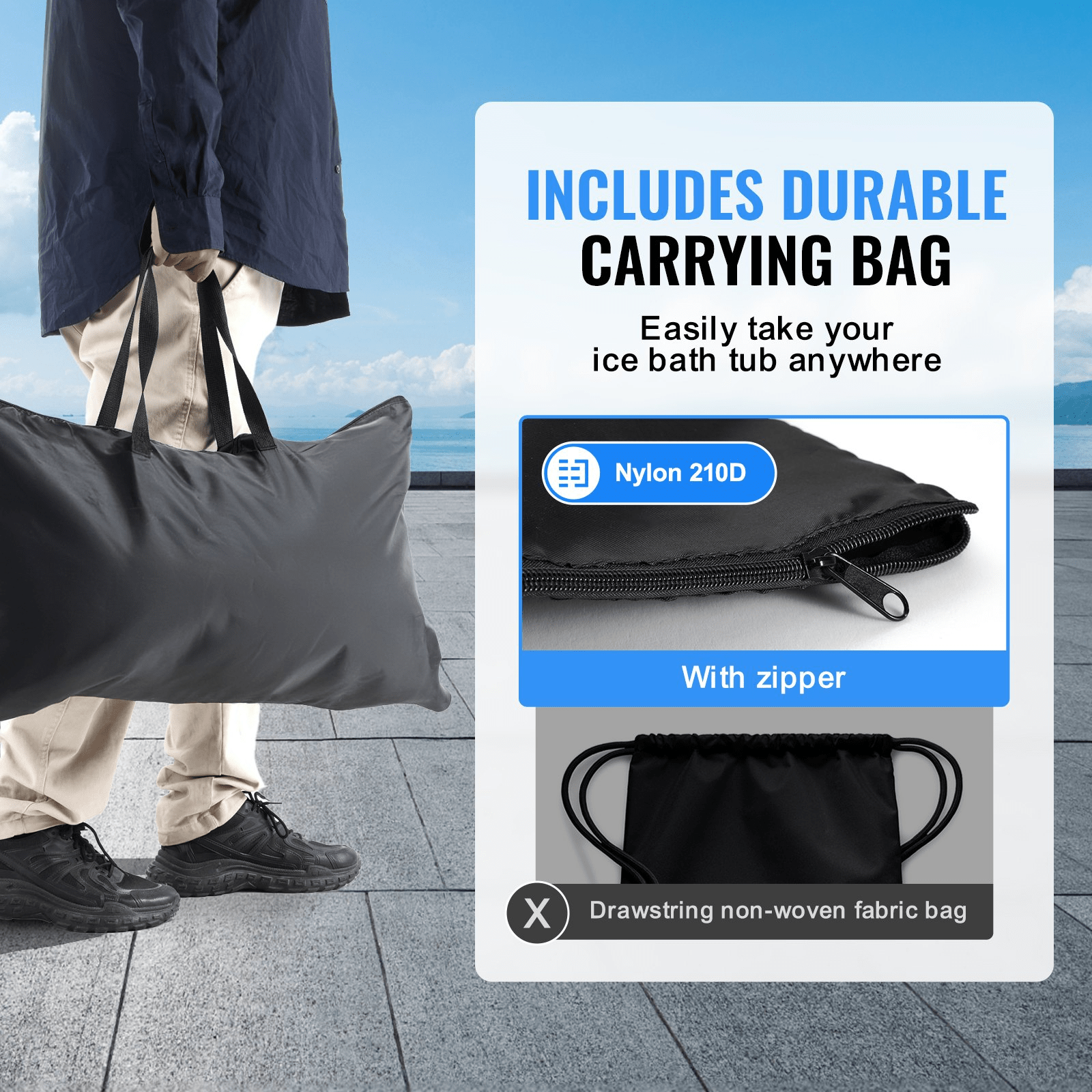 VEVOR Ice Bath Tub for Athlete Cold Water Therapy Plunge Tub Inflatable Bathtub - GNS Beauty & Personal Care