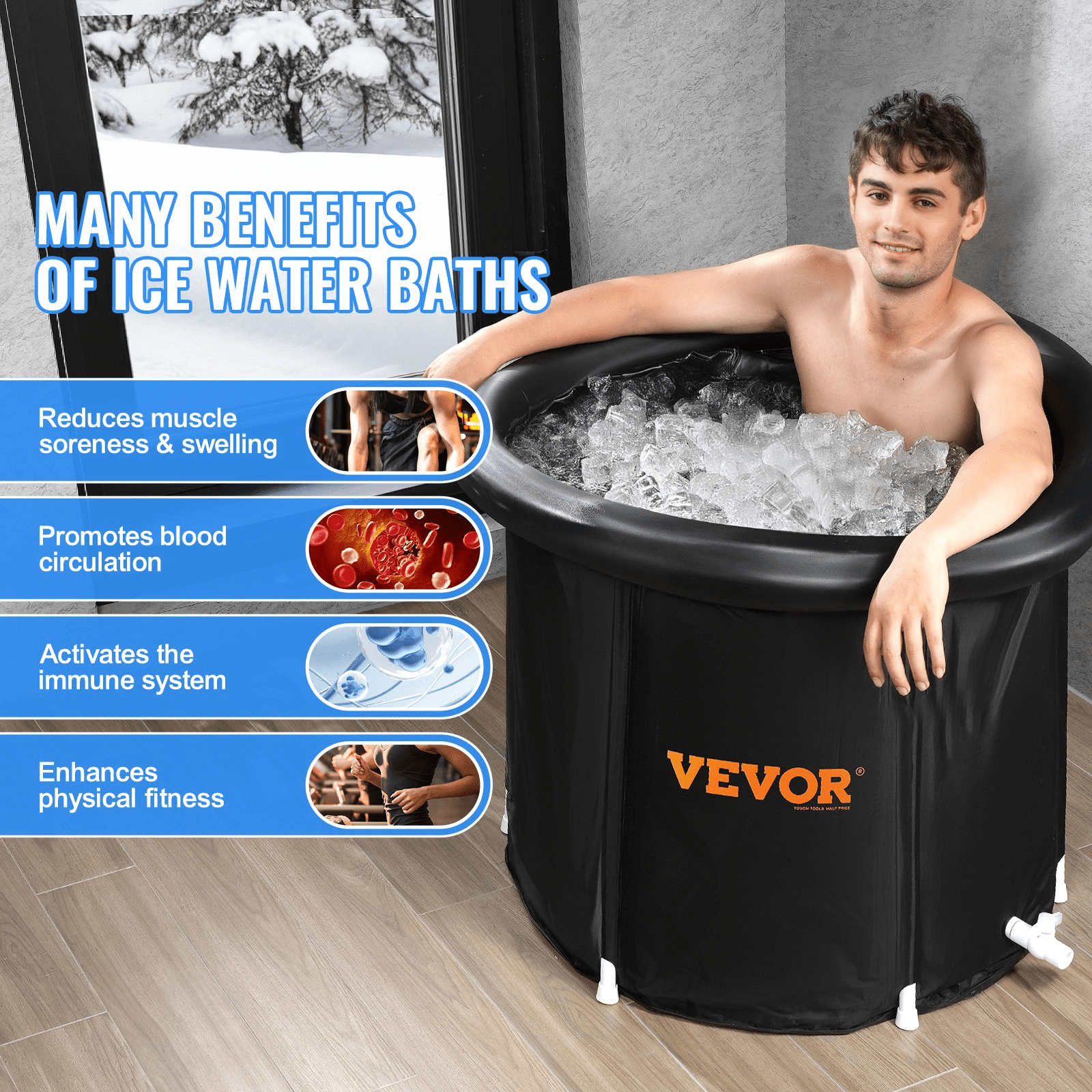 VEVOR Ice Bath Tub for Athlete Cold Water Therapy Plunge Tub Inflatable Bathtub - GNS Beauty & Personal Care
