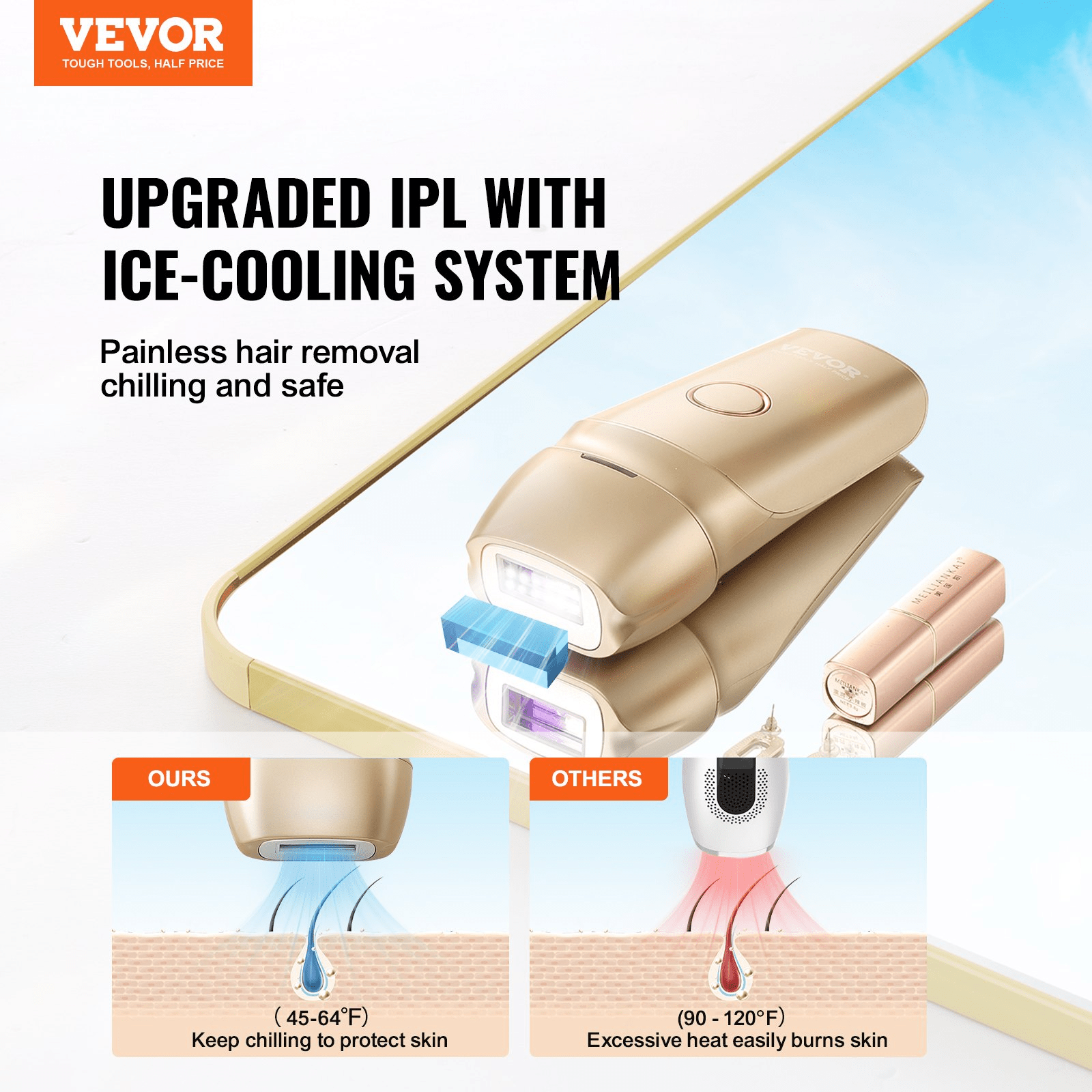 VEVOR IPL Hair Removal Device with Ice Cooling – Painless & Customizable for Full - Body Use - GNS Beauty & Personal Care