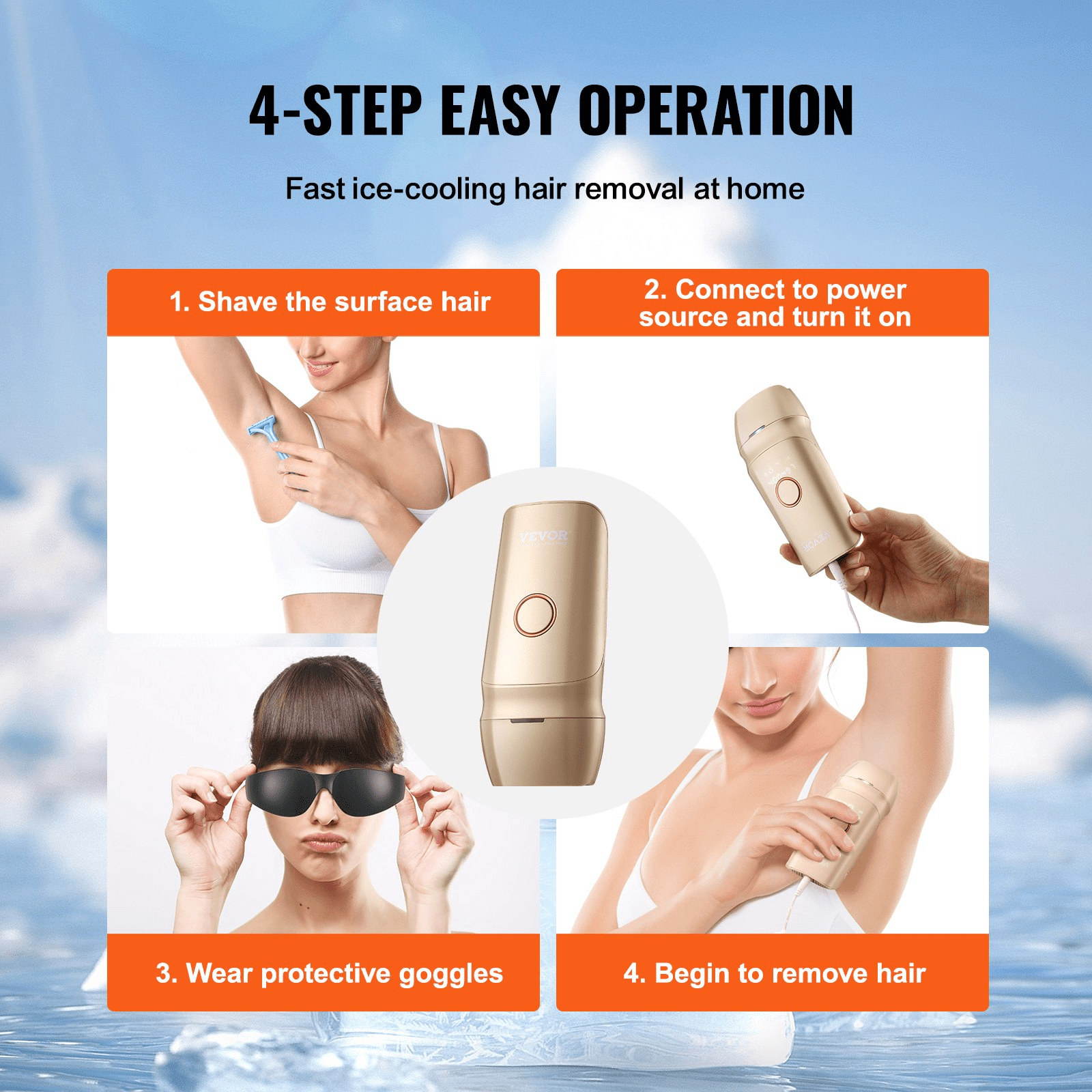 VEVOR IPL Hair Removal Device with Ice Cooling – Painless & Customizable for Full - Body Use - GNS Beauty & Personal Care