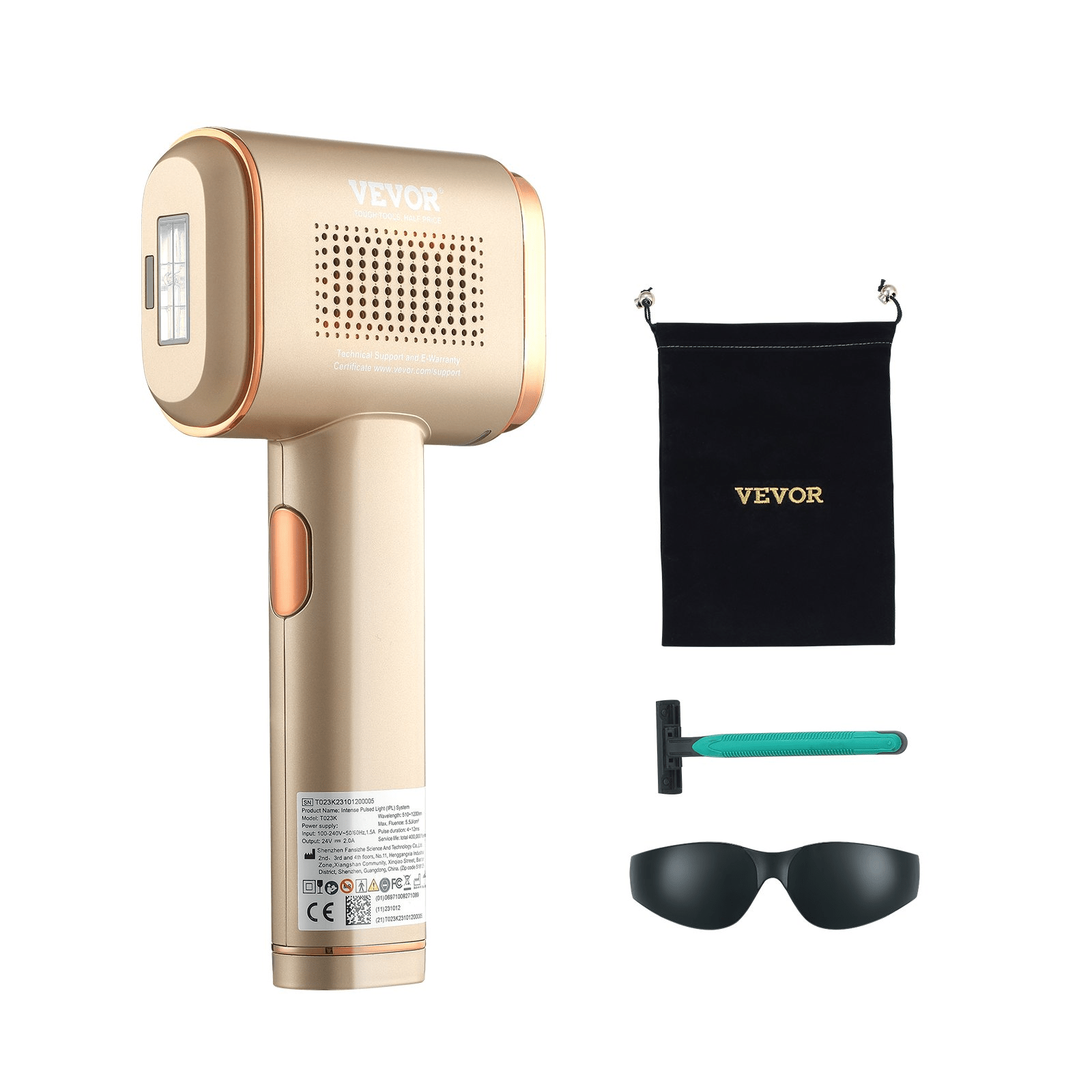VEVOR IPL Hair Removal Device with Sapphire Ice Cooling, Auto/Manual Modes & 5 Levels for Body & Face - GNS Beauty & Personal Care