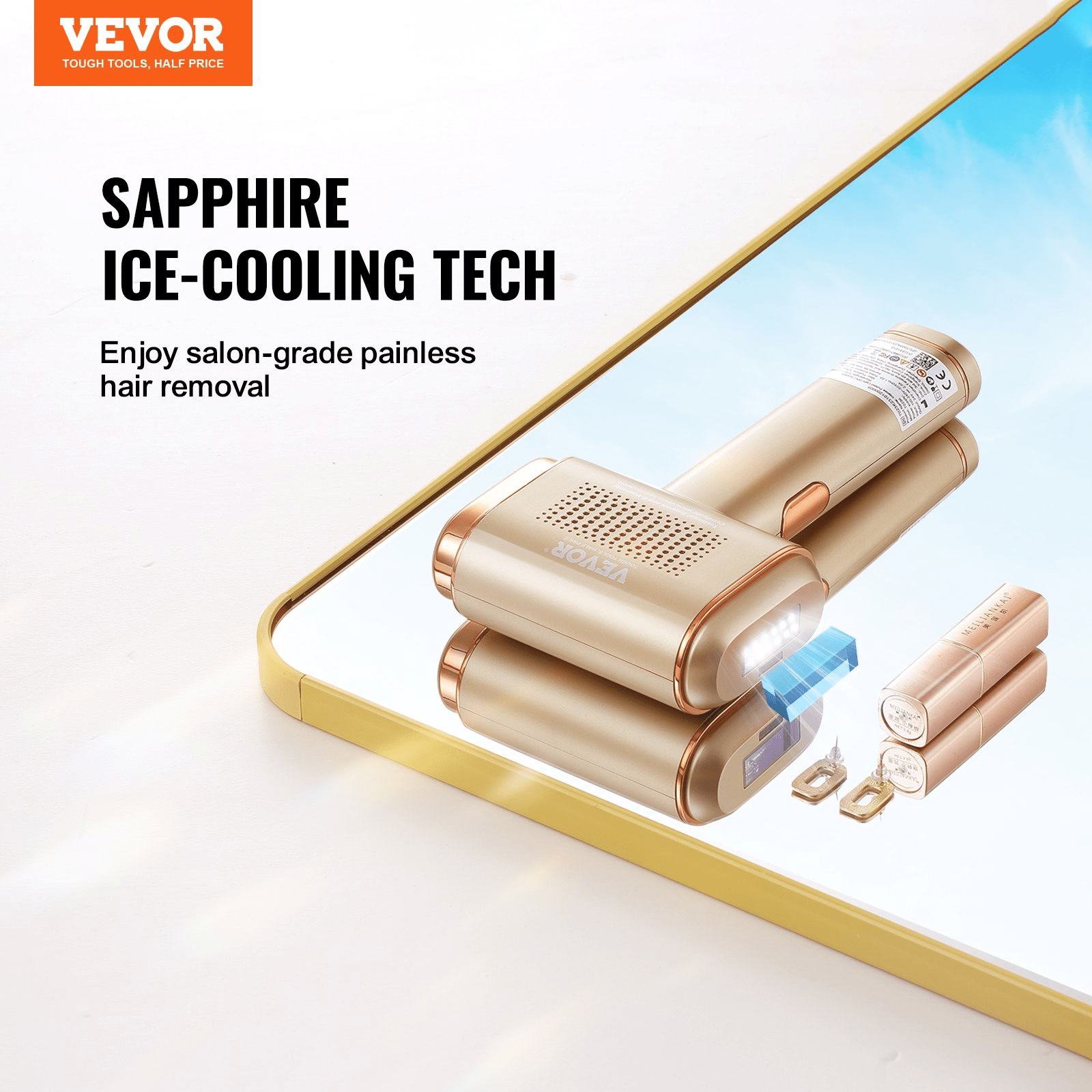 VEVOR IPL Hair Removal Device with Sapphire Ice Cooling, Auto/Manual Modes & 5 Levels for Body & Face - GNS Beauty & Personal Care