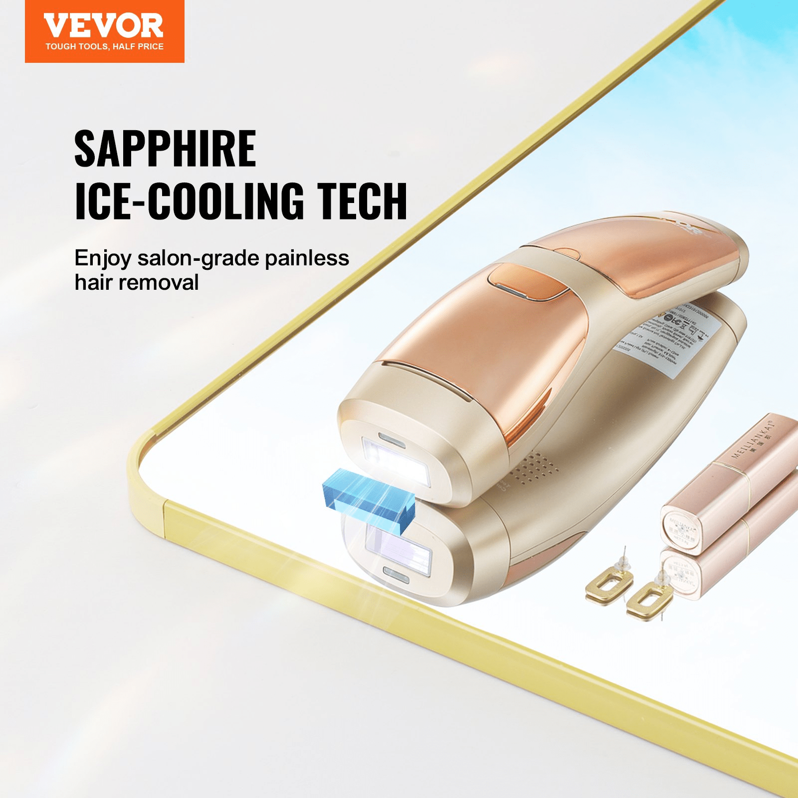 VEVOR IPL Hair Removal Device with Sapphire Ice Cooling, Auto/Manual Modes & 5 Levels for Body & Face - GNS Beauty & Personal Care