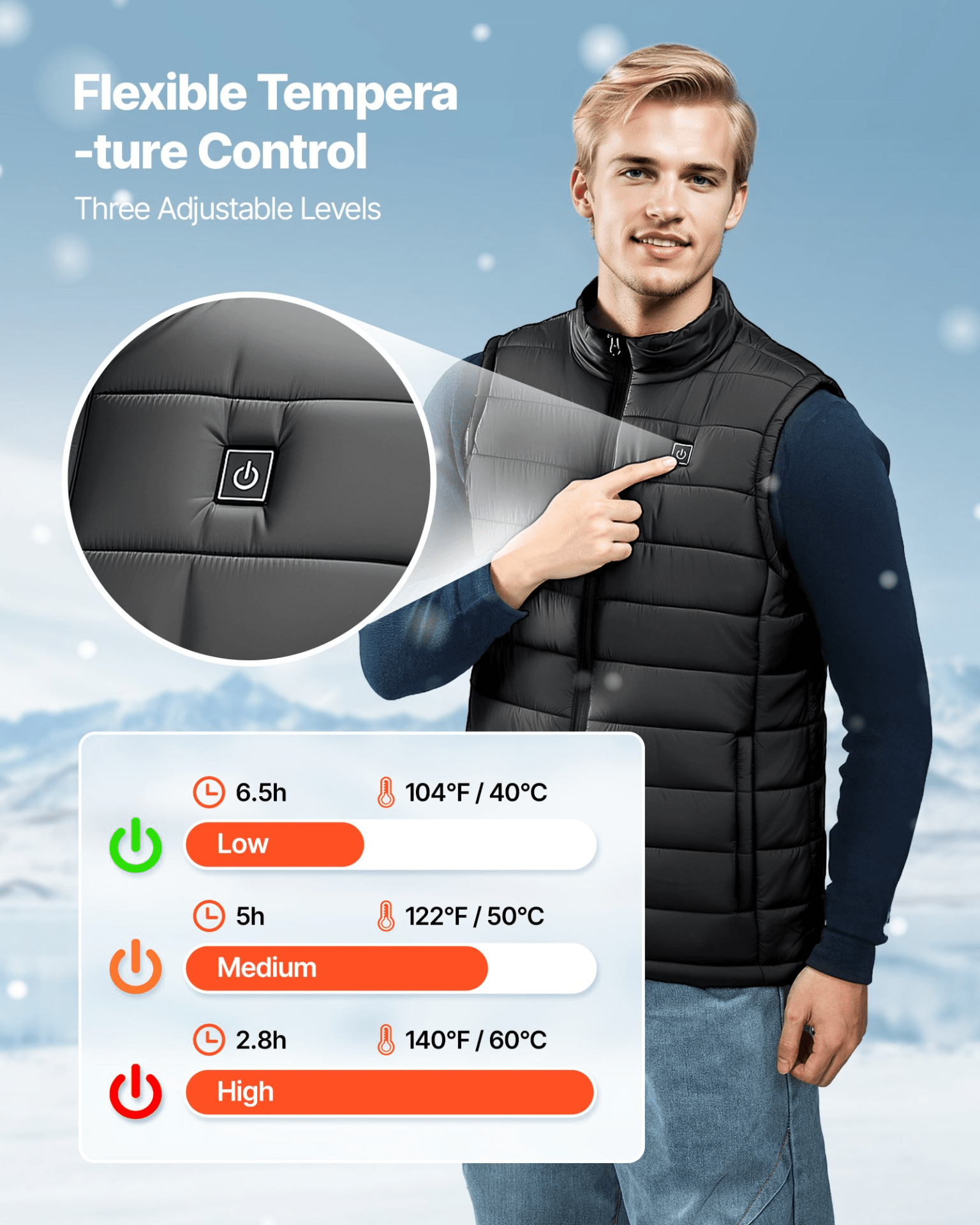 VEVOR Men's Heated Vest with 16000mAh Battery - 8 - Zone Electric Thermal Gilet (Size XL) - GNS Beauty & Personal Care