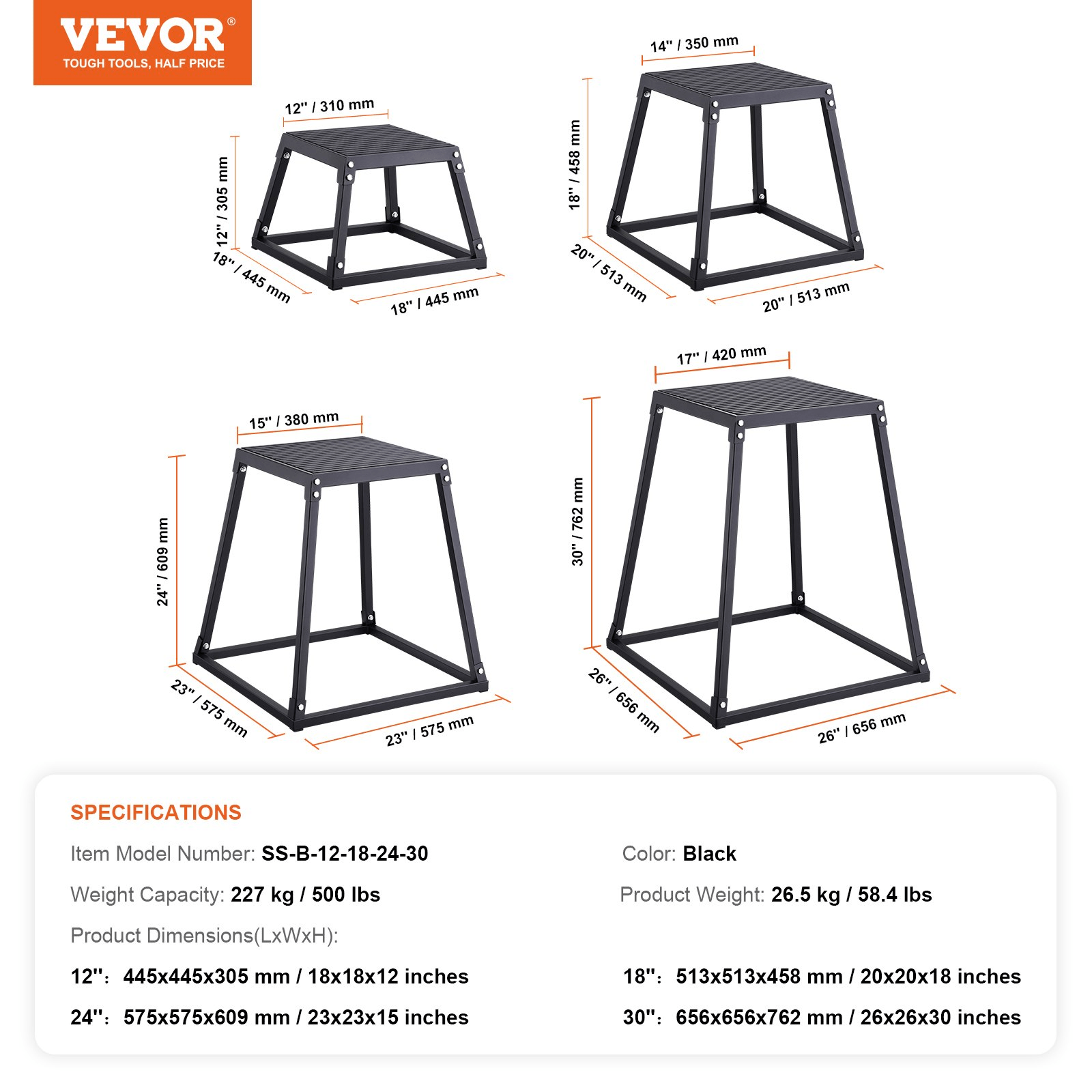 VEVOR Plyometric Jump Boxes - 4 - Piece Set for Agility & Strength Training - GNS Beauty & Personal Care