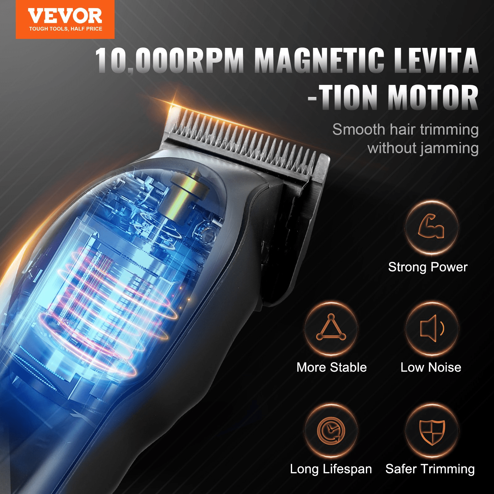 VEVOR Professional Hair Clipper – High - Speed 10,000 RPM Barber Clipper with DLC Fade Blade - GNS Beauty & Personal Care
