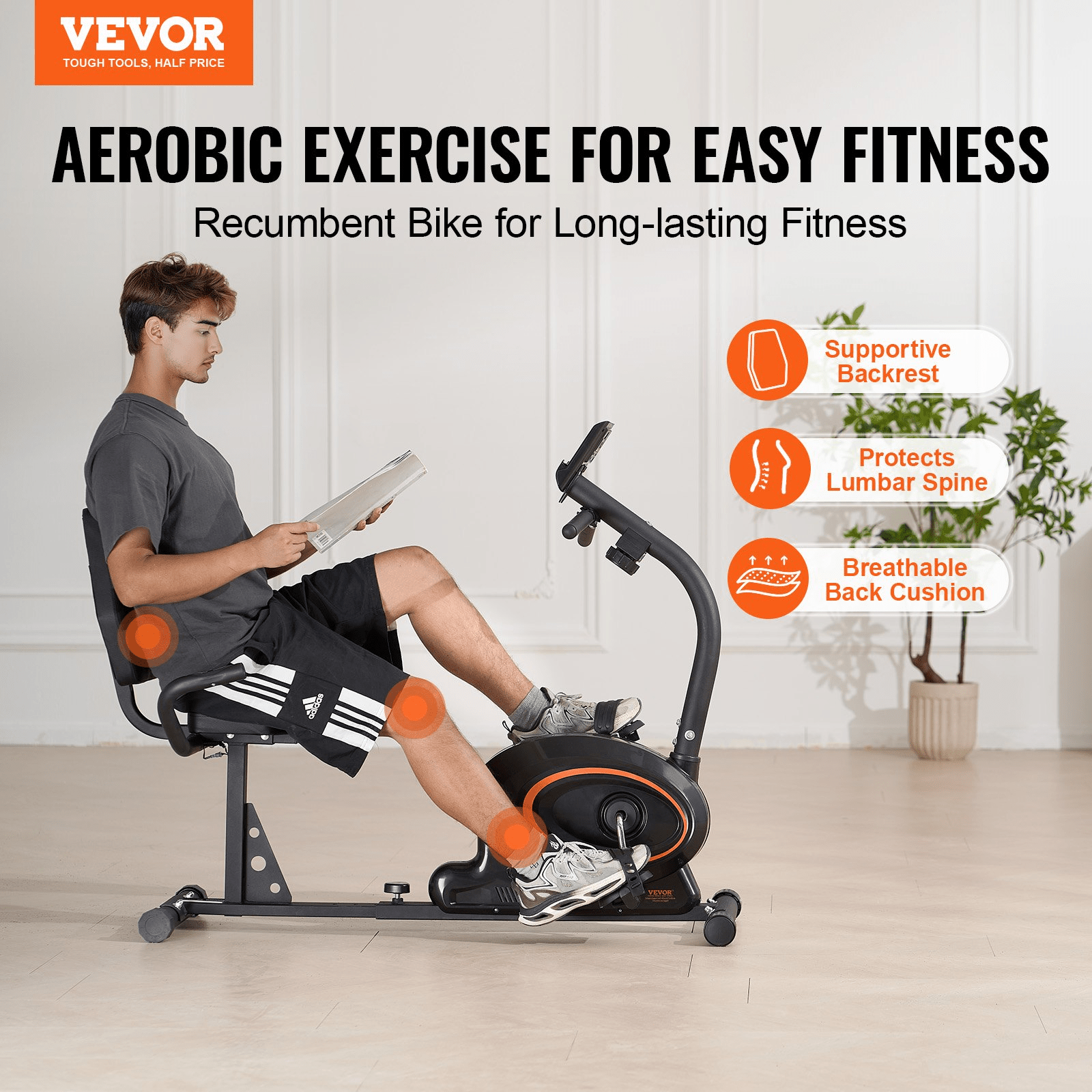 VEVOR Recumbent Exercise Bike – Magnetic Resistance & Comfortable Design - GNS Beauty & Personal Care