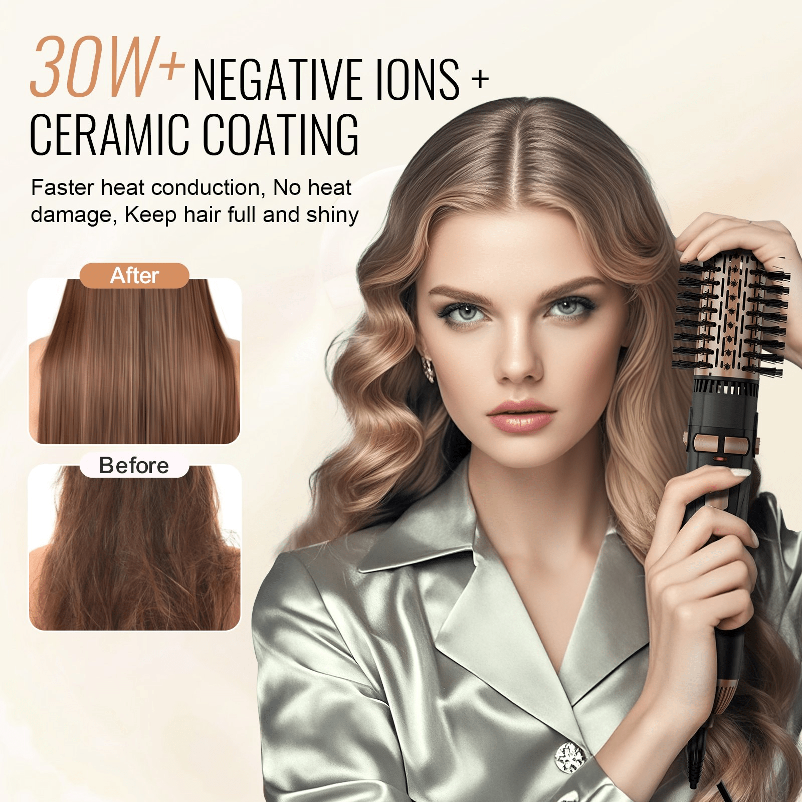 VEVOR Rotating Hair Dryer Brush – Salon - Quality Styling Made Easy - GNS Beauty & Personal Care