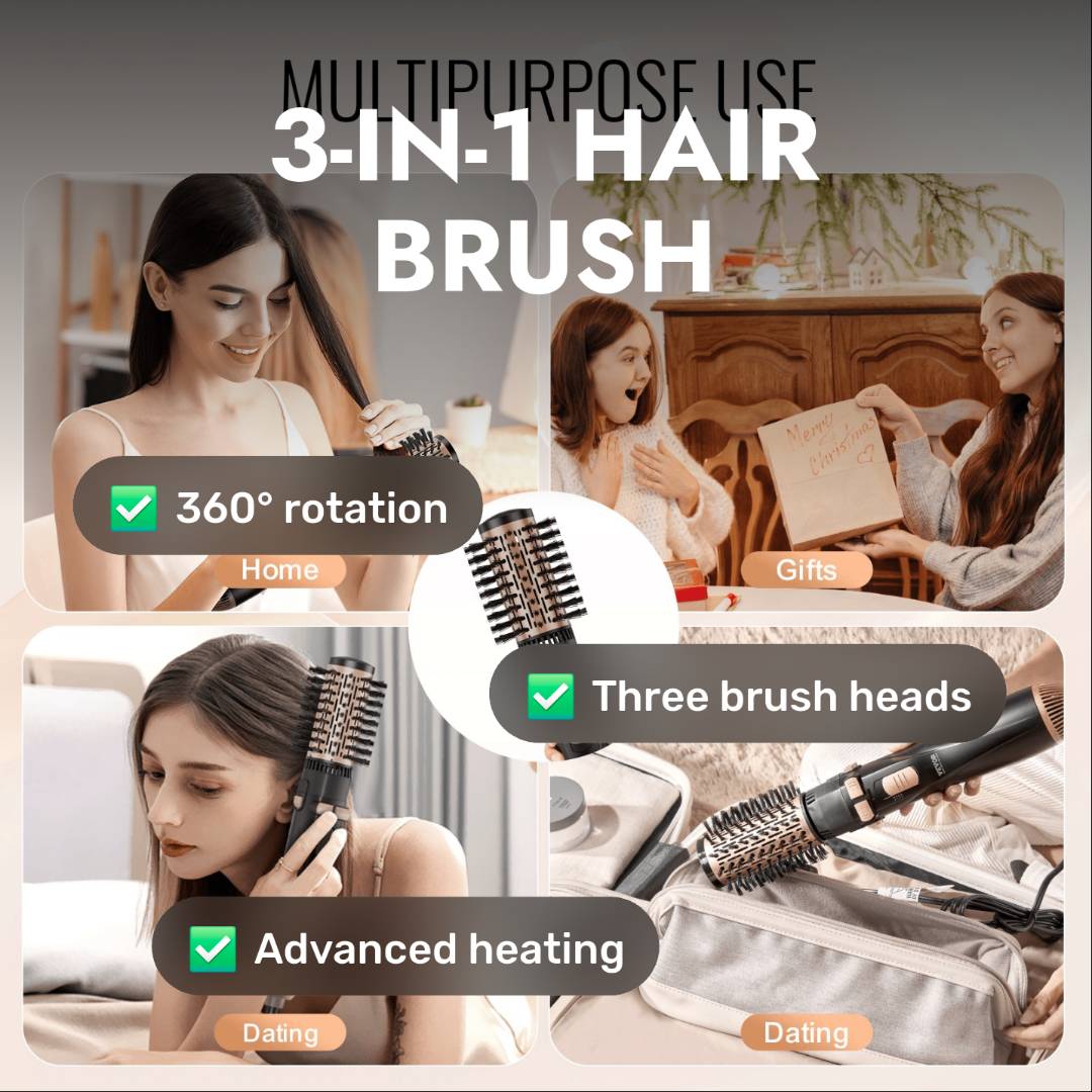 VEVOR Rotating Hair Dryer Brush – Salon - Quality Styling Made Easy - GNS Beauty & Personal Care
