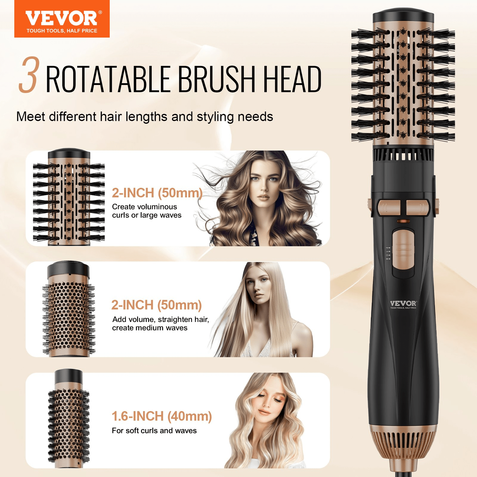 VEVOR Rotating Hair Dryer Brush – Salon - Quality Styling Made Easy - GNS Beauty & Personal Care