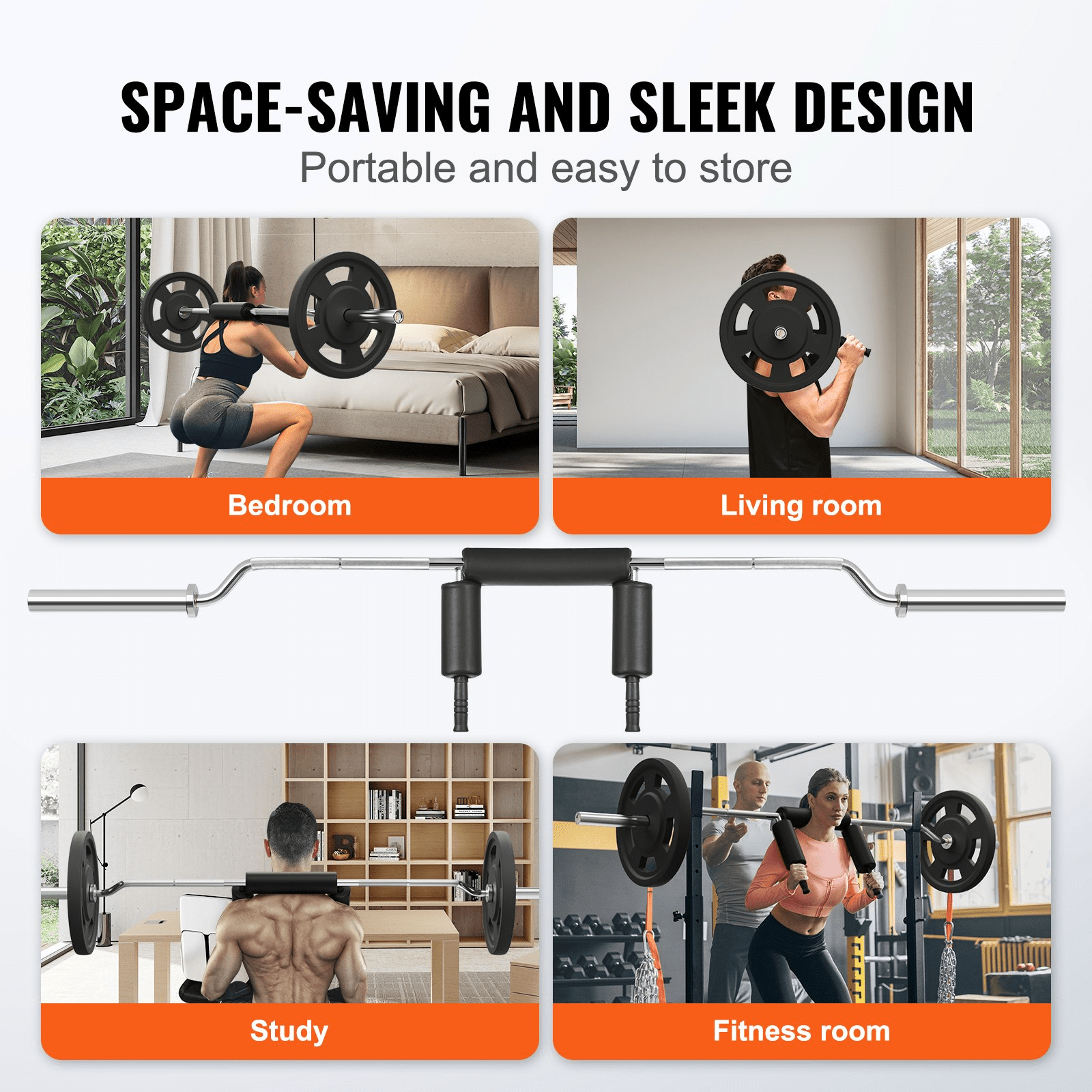 VEVOR Safety Squat Bar, 700 LBS Fitness Squat Bar, Safety Squat Bar Attachment with Shoulder and Arm Pads, 28mm Diameter Weight Bar, Ideal for Front Squats, Lunges, Rehab, Physical Therapy - GNS Beauty & Personal Care