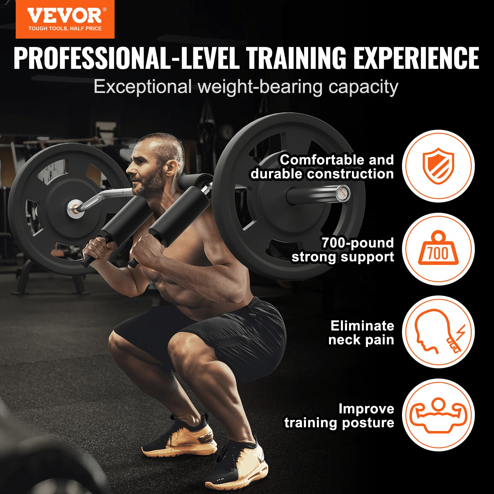 VEVOR Safety Squat Bar – 700 LBS Heavy - Duty Fitness Bar for Strength & Rehab Training - GNS Beauty & Personal Care