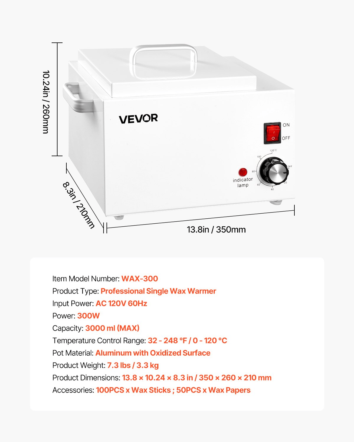 VEVOR Single Wax Warmer 3000ML 300W Professional Wax Heater Pot for Hair Removal - GNS Beauty & Personal Care