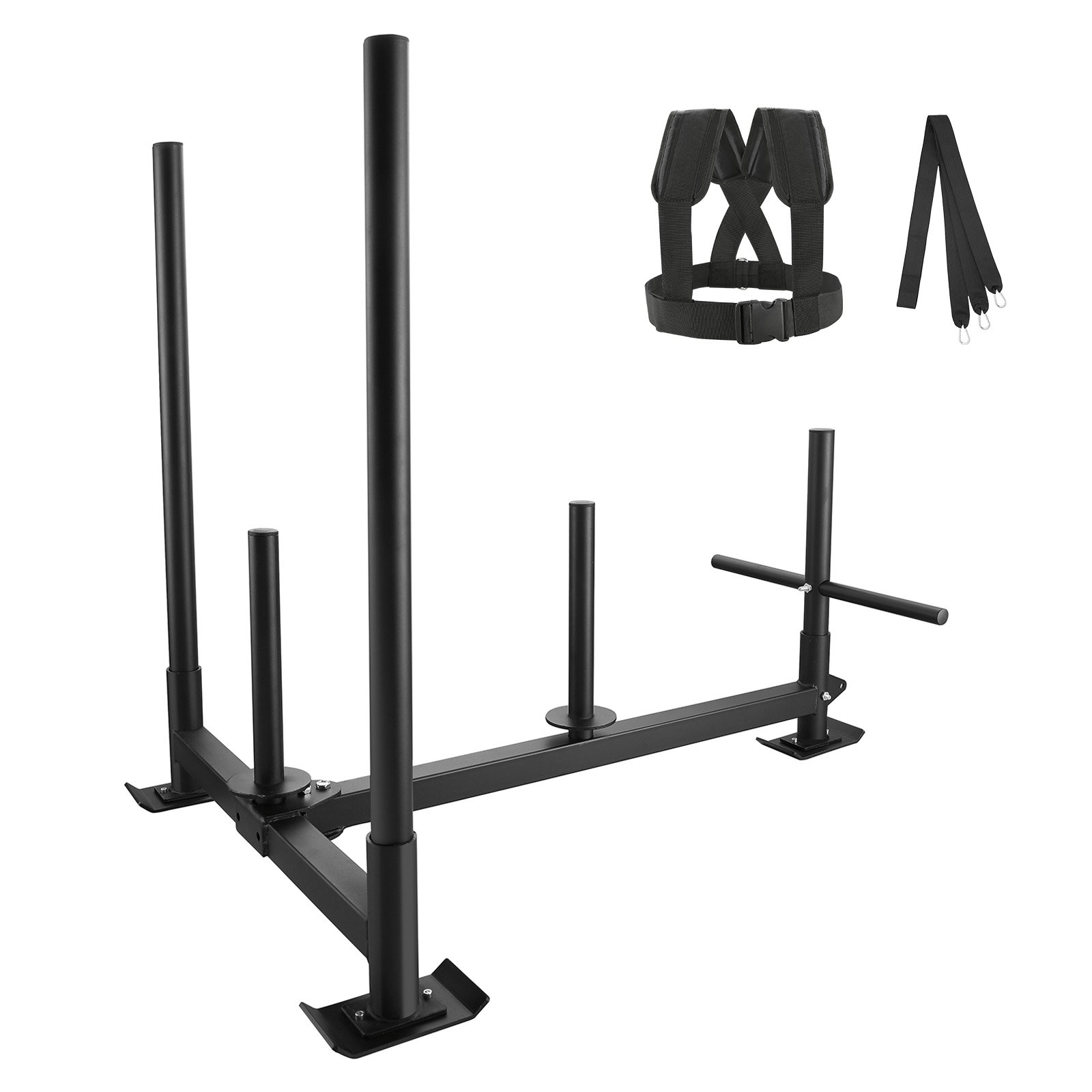 VEVOR Weight Training Sled, Pull Push Power Sled with Handle, Fitness Strength Resistance Training, Steel Workout Equipment for Athletic Exercise & Speed Improvement, Fit for 2" Weight Plate, Black - GNS Beauty & Personal Care