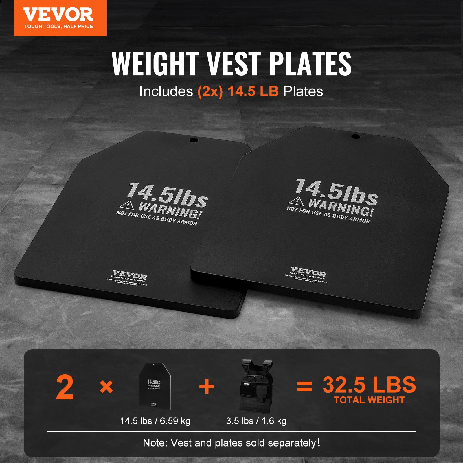 VEVOR Weight Vest Plates - 2x 14.5 LB Plates for Running & Strength Training - GNS Beauty & Personal Care