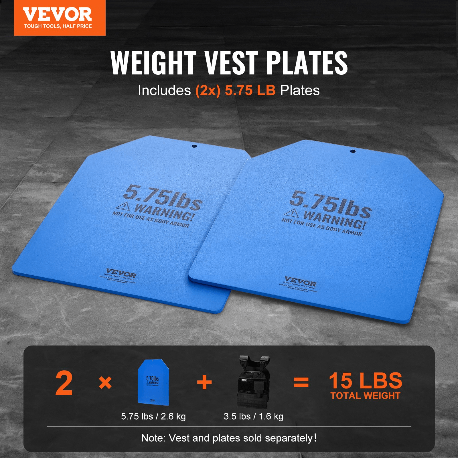 VEVOR Weight Vest Plates - 2x 5.75 LB Plates for Running & Strength Training - GNS Beauty & Personal Care