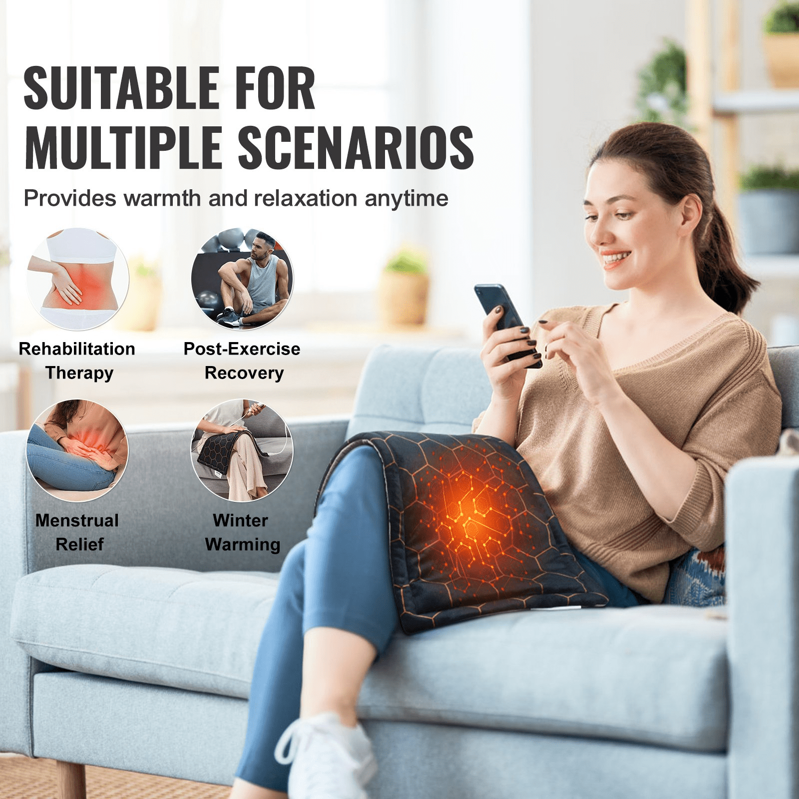 VEVOR Weighted Heating Pad with Far Infrared Therapy 12 x 24 in for Pain Relief - GNS Beauty & Personal Care