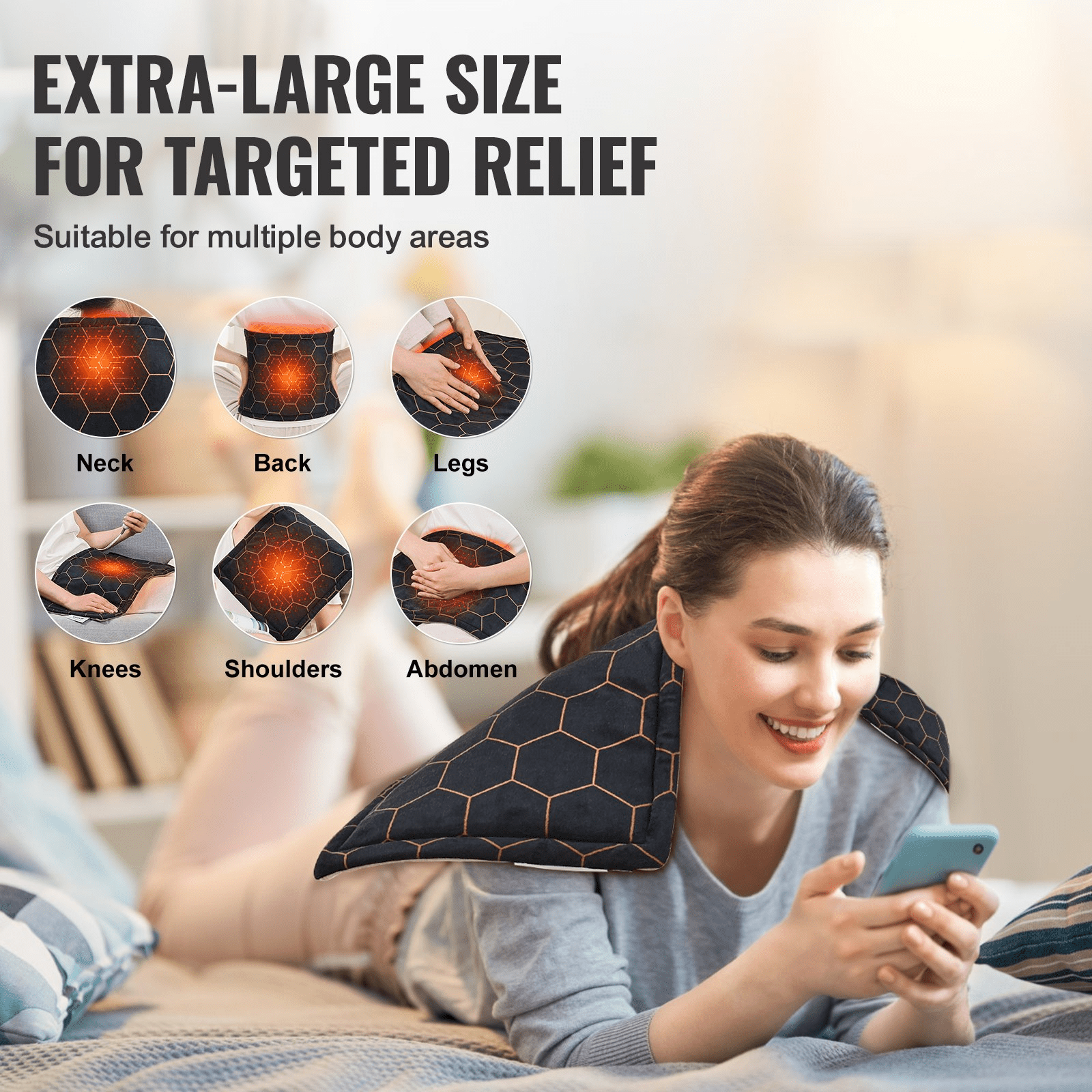 VEVOR Weighted Heating Pad with Far Infrared Therapy 12 x 24 in for Pain Relief - GNS Beauty & Personal Care