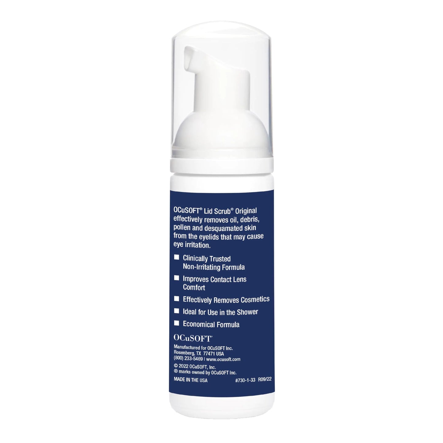 OCuSOFT Foaming Eyelid Cleanser for Sensitive Eyes - Gentle Oil, Dust, and Makeup Removal - 1.68 fl oz