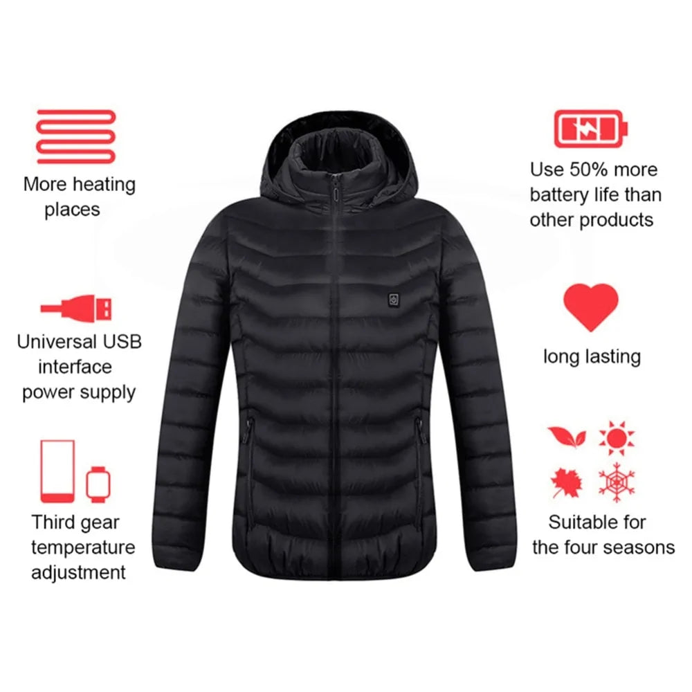 USB Heated Winter Jacket - Waterproof & Adjustable Heat