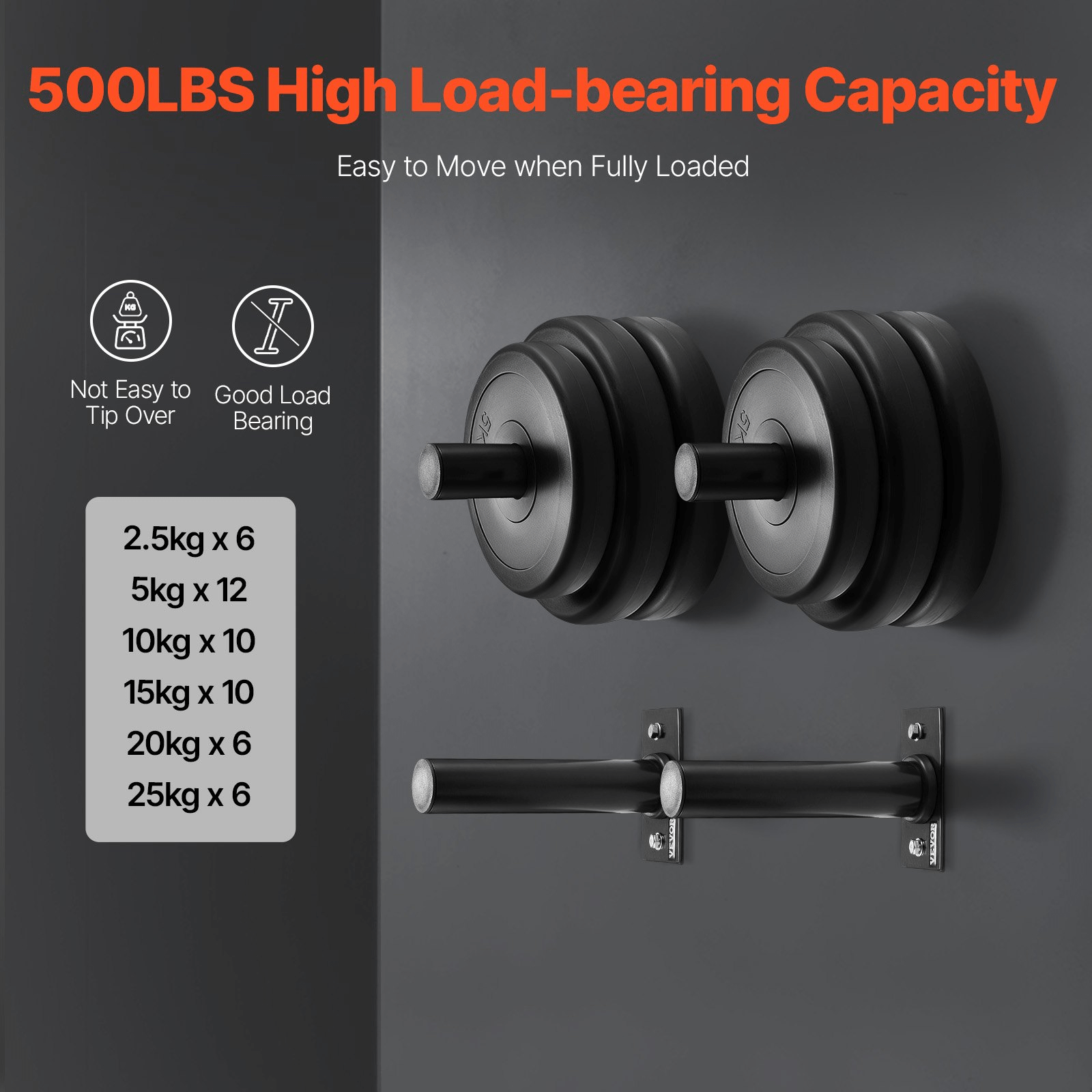Wall Mounted Weight Plate Holder (4 - Pack) - Home Gym Storage Rack for 2 - Inch Plates - GNS Beauty & Personal Care