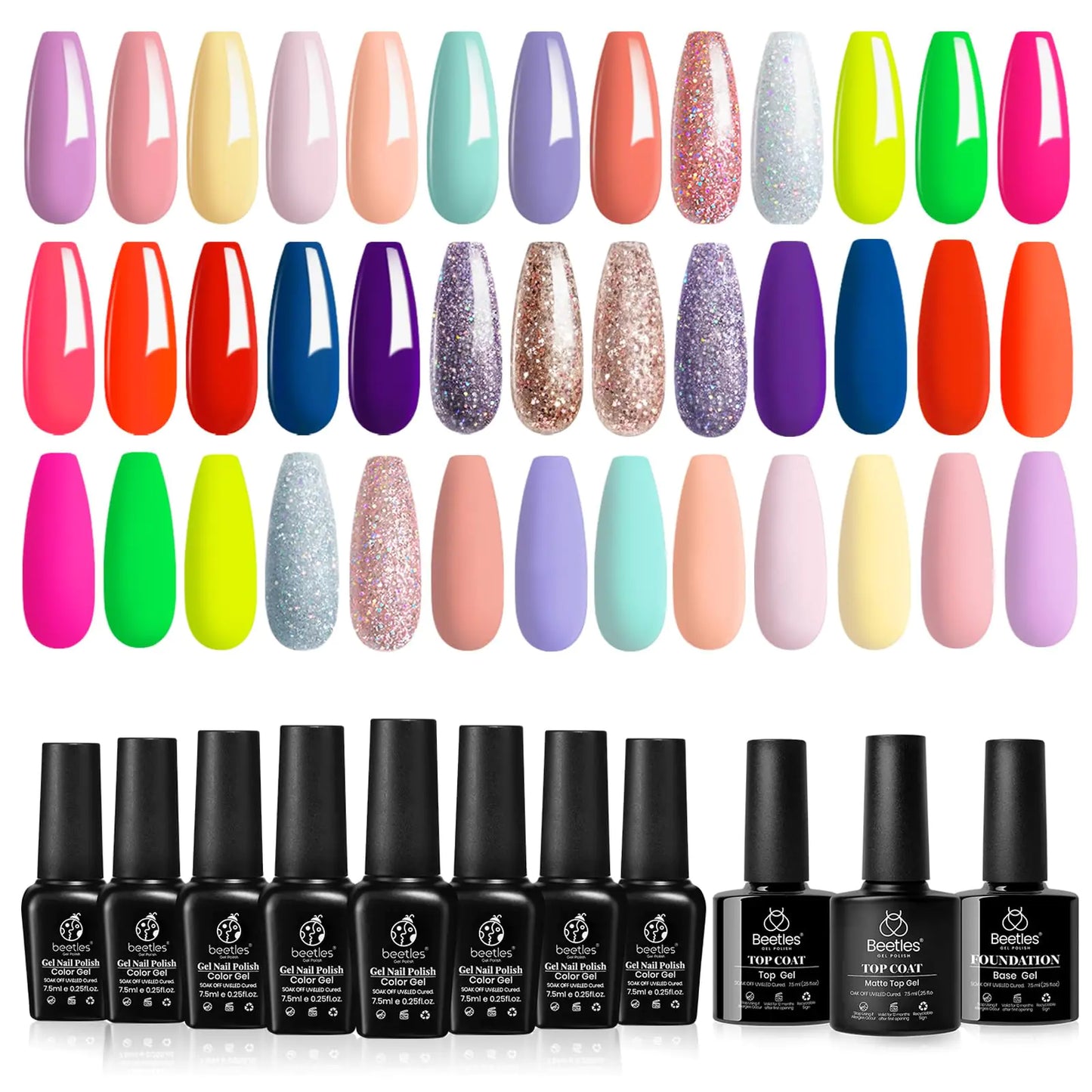 Salon Quality Gel Nail Polish Kit - 23 Colors & Essential Coats