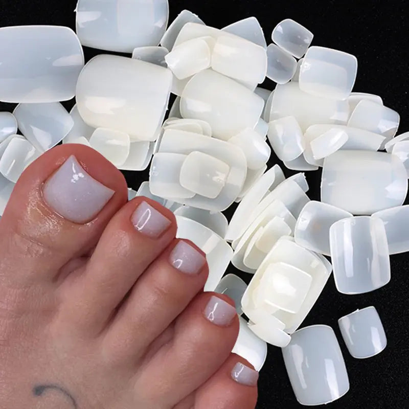 Easy Apply Natural White False Toenails