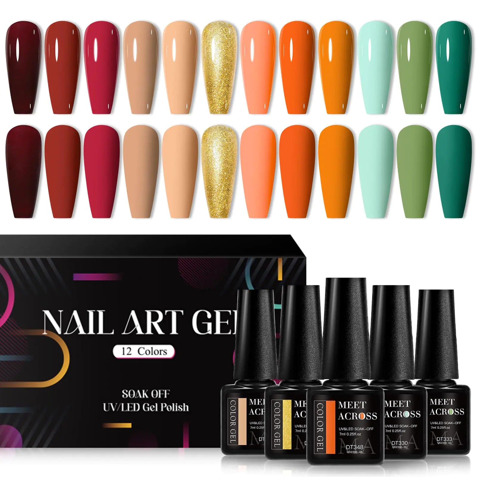 MEET ACROSS 12-Piece Gel Nail Polish Set - Autumn Scenery