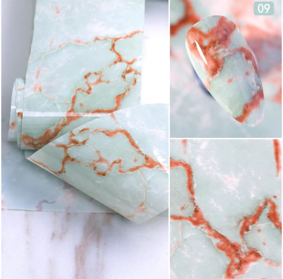 Marble Nail Art Stickers - Elegant & Durable PVC Foils