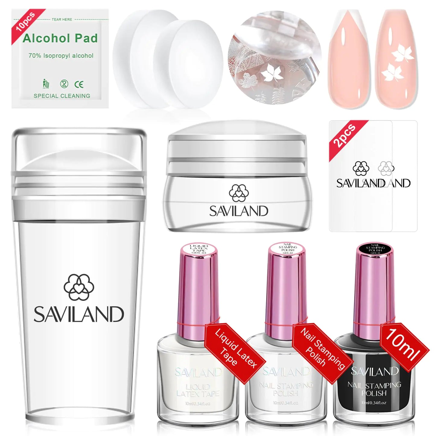 Saviland 10-Piece French Manicure Stamper Kit with Gel Polish